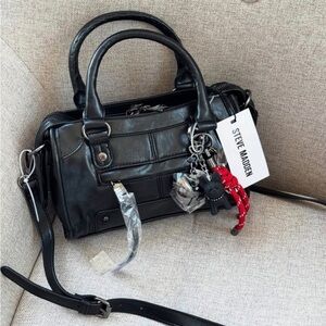 Steve Madden Black Satchel with Silver Accents